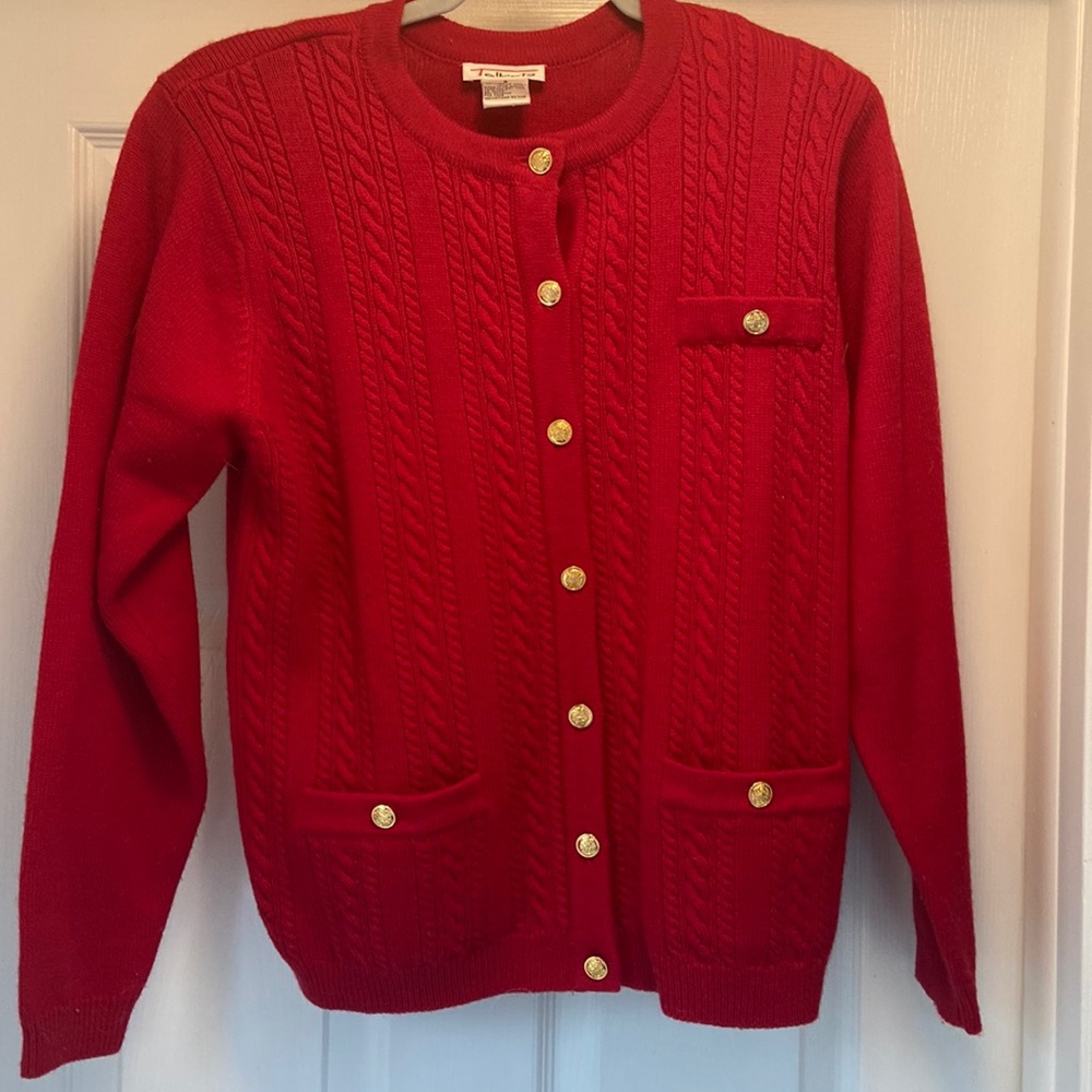 Talbots mini cable classic cardigan